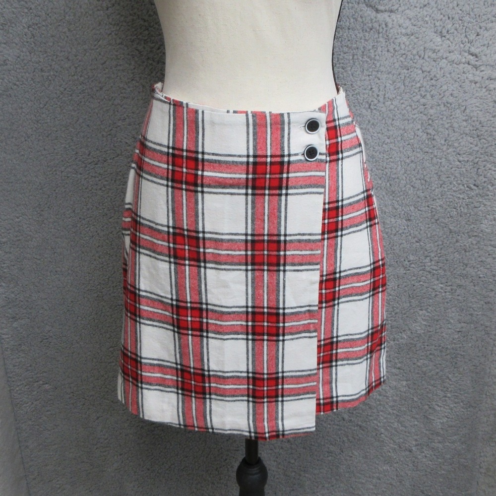 Blue Rain Tartan Plaid Mini Skirt Womens S Red White Preppy Academia Y2K Cozy